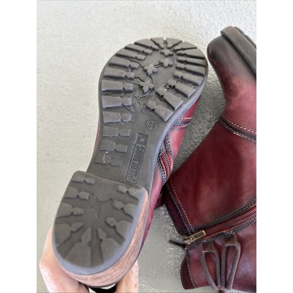 PIKOLINOS Le Mans Burgundy Wine Leather Ankle Boots EU 39 US 8.5 - 9 Western - Picture 5 of 9